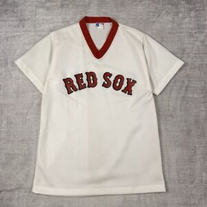 Boston Red Sox Jersey Mens‎ Medium White Vtg 80s Pro Knit V Neck MLB Baseball